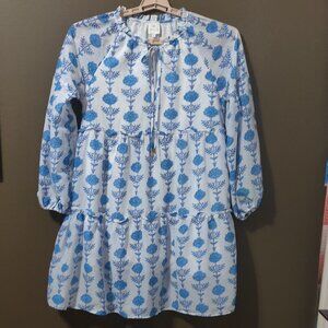 J. Marie Blue & White Floral Tiered Peasant Dress SIZE SMALL